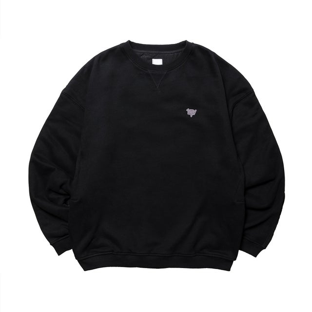 コットン フリース キルテッド クルーネック（COTTON FLEECE QUILTED CREWNECK） （BLACK）