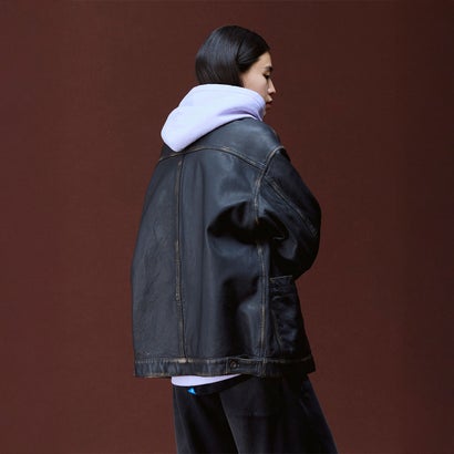 ウォッシュド レザー ジャケット（WASHED LEATHER JACKET） （BLACK）｜詳細画像