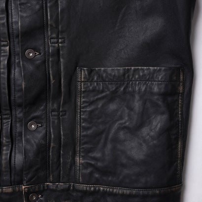 ウォッシュド レザー ジャケット（WASHED LEATHER JACKET） （BLACK）｜詳細画像