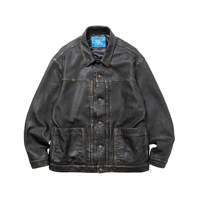 ウォッシュド レザー ジャケット（WASHED LEATHER JACKET） （BLACK）