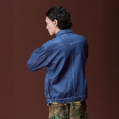 ウォッシュド レザー ジャケット（WASHED LEATHER JACKET） （BLUE）｜詳細画像