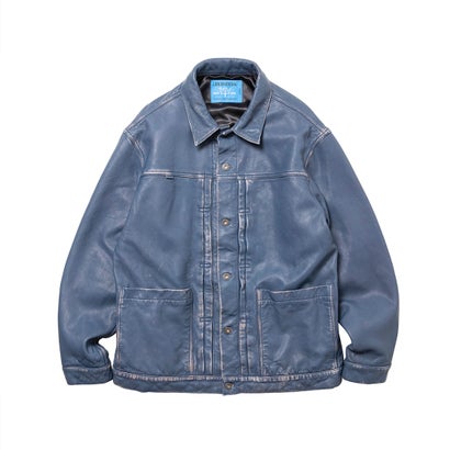 ウォッシュド レザー ジャケット（WASHED LEATHER JACKET） （BLUE）｜詳細画像
