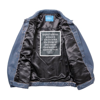 ウォッシュド レザー ジャケット（WASHED LEATHER JACKET） （BLUE）｜詳細画像