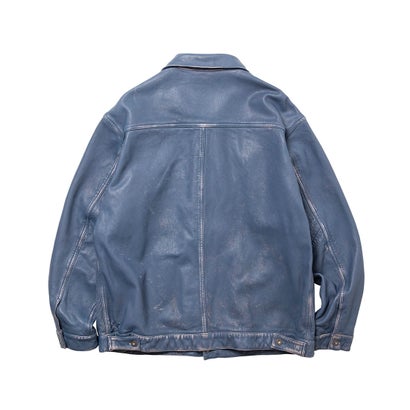 ウォッシュド レザー ジャケット（WASHED LEATHER JACKET） （BLUE）｜詳細画像
