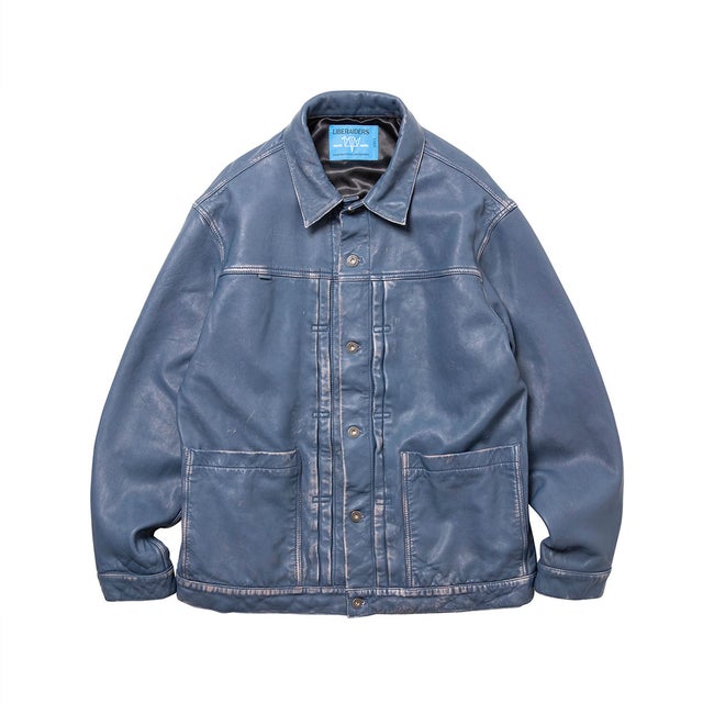 ウォッシュド レザー ジャケット（WASHED LEATHER JACKET） （BLUE）