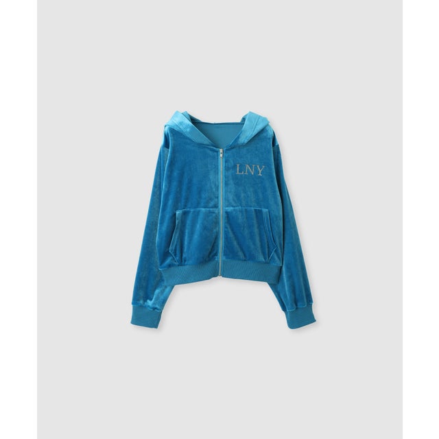 ベロアジップパーカー （ブルー）