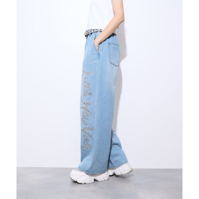 リトルニューヨーク Little New York ラメロゴワイドパンツ （ブルー）｜詳細画像