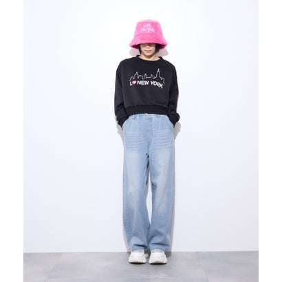 リトルニューヨーク Little New York バックプリントデニムワイドパンツ （ブラック）｜詳細画像