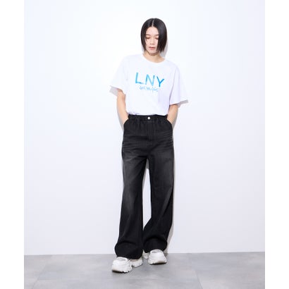 リトルニューヨーク Little New York バックプリントデニムワイドパンツ （ブラック）｜詳細画像