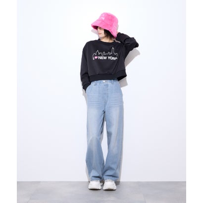 リトルニューヨーク Little New York バックプリントデニムワイドパンツ （ブルー）｜詳細画像