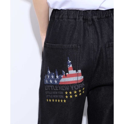 リトルニューヨーク Little New York バックプリントデニムワイドパンツ （ブルー）｜詳細画像
