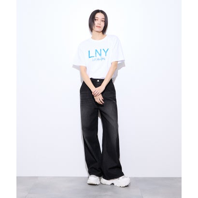 リトルニューヨーク Little New York バックプリントデニムワイドパンツ （ブルー）｜詳細画像