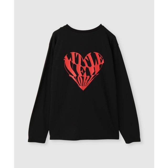 ハートロゴ バックプリント長袖Tシャツ （ブラック）