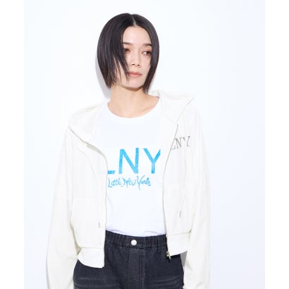 リトルニューヨーク Little New York クロップド丈ベロアジップフーディー ロゴ刺しゅう （ピンク）｜詳細画像