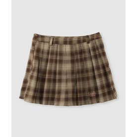 チェック柄ミニスカパン ロゴ刺しゅう （ブラウン）