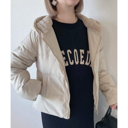 フェイクファーフードダウンジャケット （グレー）｜詳細画像