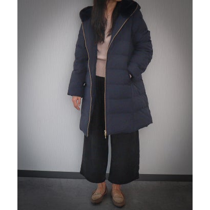 フェイクファーフードロングダウンジャケット （モカ）｜詳細画像