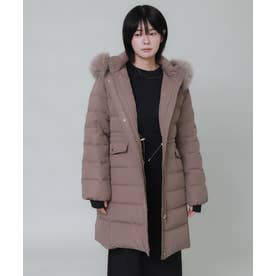 エコファーフードロングダウンジャケット （モカ）