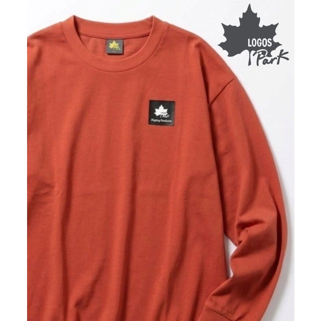 【LOGOS/ロゴス】ワンポイントボックスロゴ 無地 長袖Tシャツ ロンT レディース メンズ トップス カットソー 秋冬