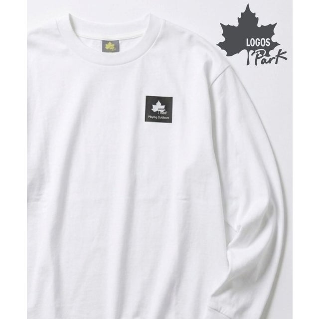 【LOGOS/ロゴス】ワンポイントボックスロゴ 無地 長袖Tシャツ ロンT レディース メンズ トップス カットソー 秋冬
