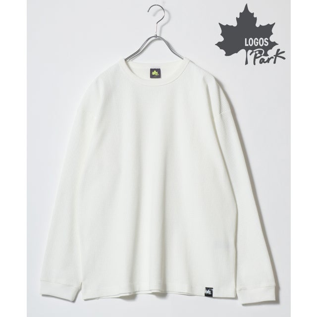 【LOGOS/ロゴス】ワッフル 無地 ロングスリーブTシャツ 長袖 ロンT レディース メンズ カットソー 秋冬 トップス