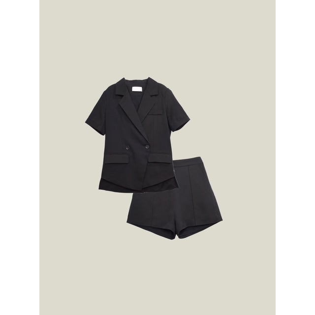Causal Jacket With Shorts Set-up （Black）