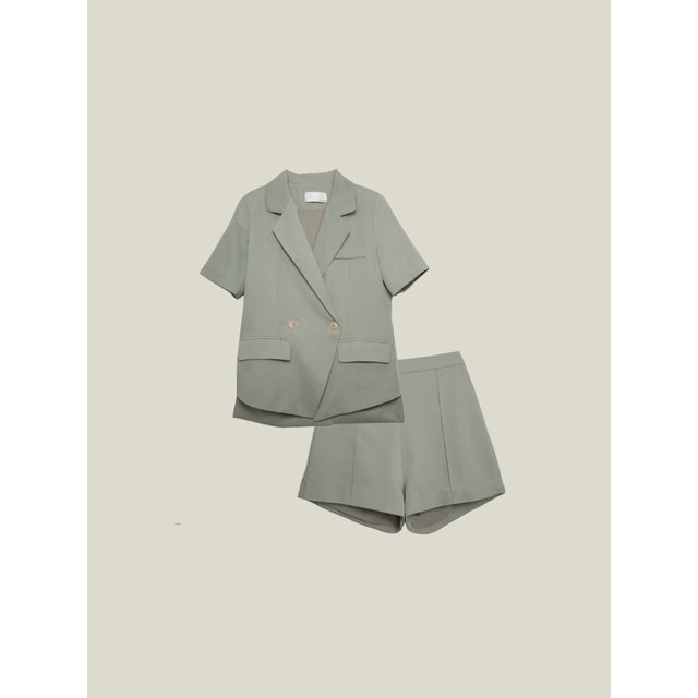 Causal Jacket With Shorts Set-up （Green gray）