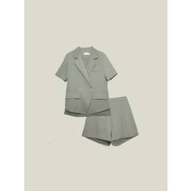Causal Jacket With Shorts Set-up （Green gray）