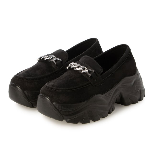 軽量厚底チェーンローファースニーカー / 2216 （ブラックスエード）