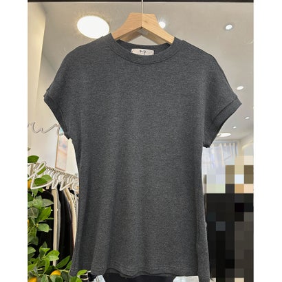 ロワ LOWO フレンチスリーブクルーネックTシャツ カットソー（シルバー）｜詳細画像