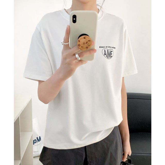 コットン素材ロゴ入り半袖Tシャツ（ホワイト）