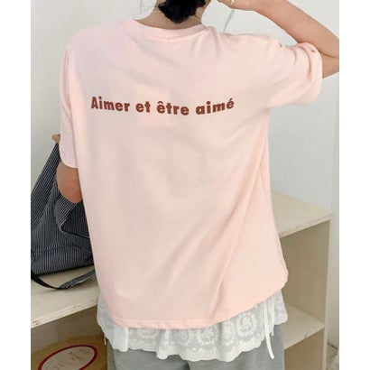 コットン素材ロゴ入り半袖Tシャツ（ピンク）｜詳細画像