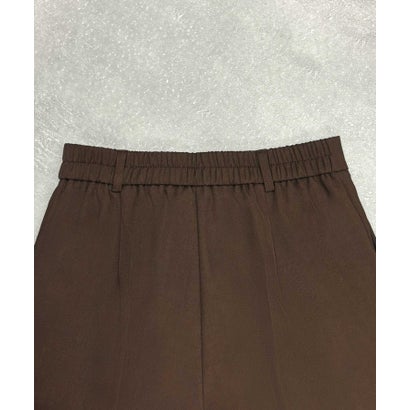 【S～2Lサイズ展開】美脚センタープレスワイドパンツ ウエストゴム スラックス （ブラウン）｜詳細画像