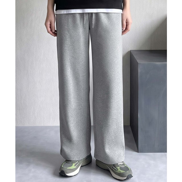 【M～Lサイズ展開】ワイドスウェットパンツ きれいめ （グレー）