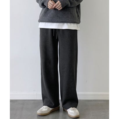 【M～Lサイズ展開】ワイドスウェットパンツ きれいめ （チャコールグレー）｜詳細画像