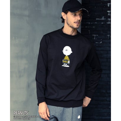 リュクスエイケイエムプラス LUXEAKMPLUS ゴルフ【スヌーピー】チャーリー・ブラウンラインストーンモックネックTシャツ （black）｜詳細画像