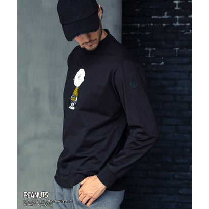 リュクスエイケイエムプラス LUXEAKMPLUS ゴルフ【スヌーピー】チャーリー・ブラウンラインストーンモックネックTシャツ （black）｜詳細画像