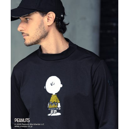 リュクスエイケイエムプラス LUXEAKMPLUS ゴルフ【スヌーピー】チャーリー・ブラウンラインストーンモックネックTシャツ （black）｜詳細画像