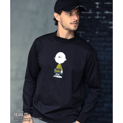 リュクスエイケイエムプラス LUXEAKMPLUS ゴルフ【スヌーピー】チャーリー・ブラウンラインストーンモックネックTシャツ （black）｜詳細画像