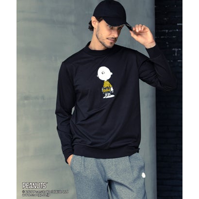 リュクスエイケイエムプラス LUXEAKMPLUS ゴルフ【スヌーピー】チャーリー・ブラウンラインストーンモックネックTシャツ （black）｜詳細画像