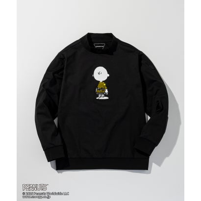 リュクスエイケイエムプラス LUXEAKMPLUS ゴルフ【スヌーピー】チャーリー・ブラウンラインストーンモックネックTシャツ （black）｜詳細画像