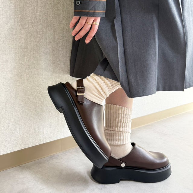 2WAYバックストラップクロッグシューズ （ブラウン）