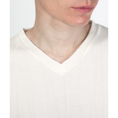 七分袖VネックTシャツ/トップス カットソー インナー 無地 定番 大きいサイズ カジュアル 上品 きれいめ おしゃれ （ホワイト）｜詳細画像