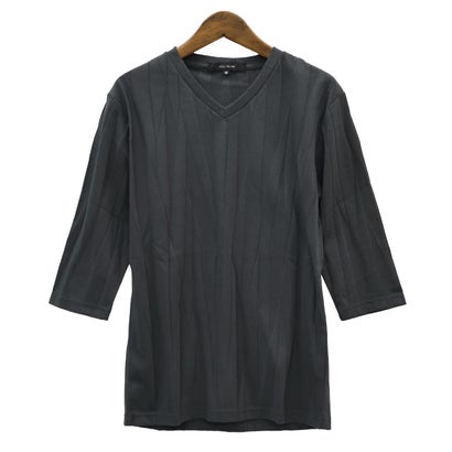 七分袖VネックTシャツ/トップス カットソー インナー 無地 定番 大きいサイズ カジュアル 上品 きれいめ おしゃれ （ホワイト）｜詳細画像