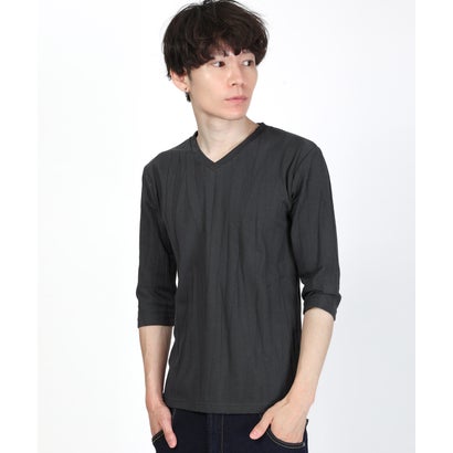 七分袖VネックTシャツ/トップス カットソー インナー 無地 定番 大きいサイズ カジュアル 上品 きれいめ おしゃれ （ホワイト）｜詳細画像