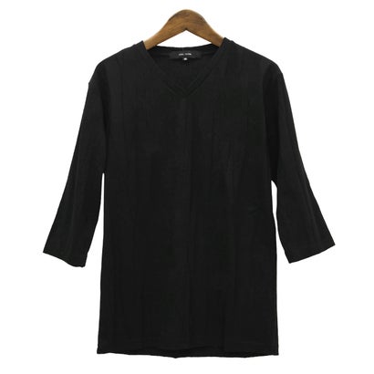 七分袖VネックTシャツ/トップス カットソー インナー 無地 定番 大きいサイズ カジュアル 上品 きれいめ おしゃれ （チャコール）｜詳細画像