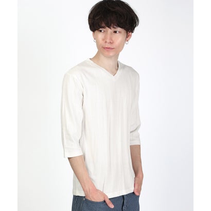 七分袖VネックTシャツ/トップス カットソー インナー 無地 定番 大きいサイズ カジュアル 上品 きれいめ おしゃれ （チャコール）｜詳細画像