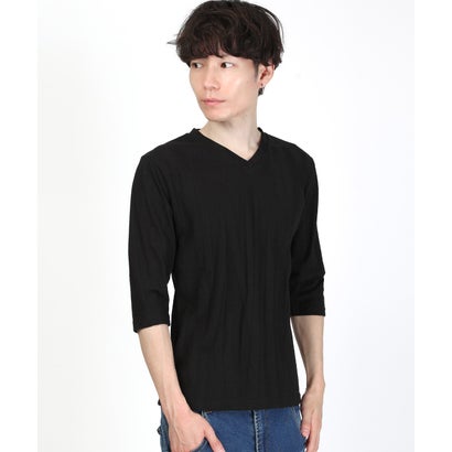 七分袖VネックTシャツ/トップス カットソー インナー 無地 定番 大きいサイズ カジュアル 上品 きれいめ おしゃれ （チャコール）｜詳細画像