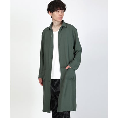 長袖ロングシャツ/ロングシャツ ロング丈 トップス 無地 オーバーサイズ 羽織り ポケット付き ドレープ 上品 （ベージュ）｜詳細画像