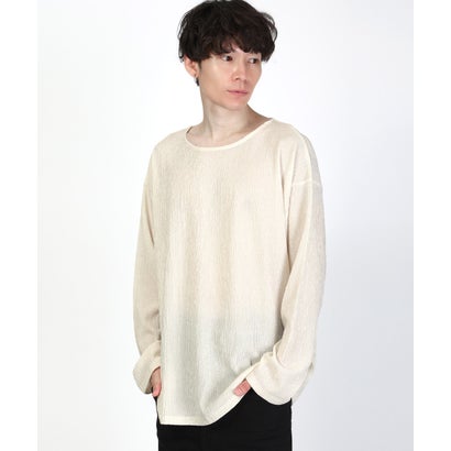 ワイドシルエットラメ糸ロンT/Tシャツ ボートネック トップス カットソー 無地 ラメ 楊柳 ワイド 大きめ カジュアル きれいめ （ブラック）｜詳細画像